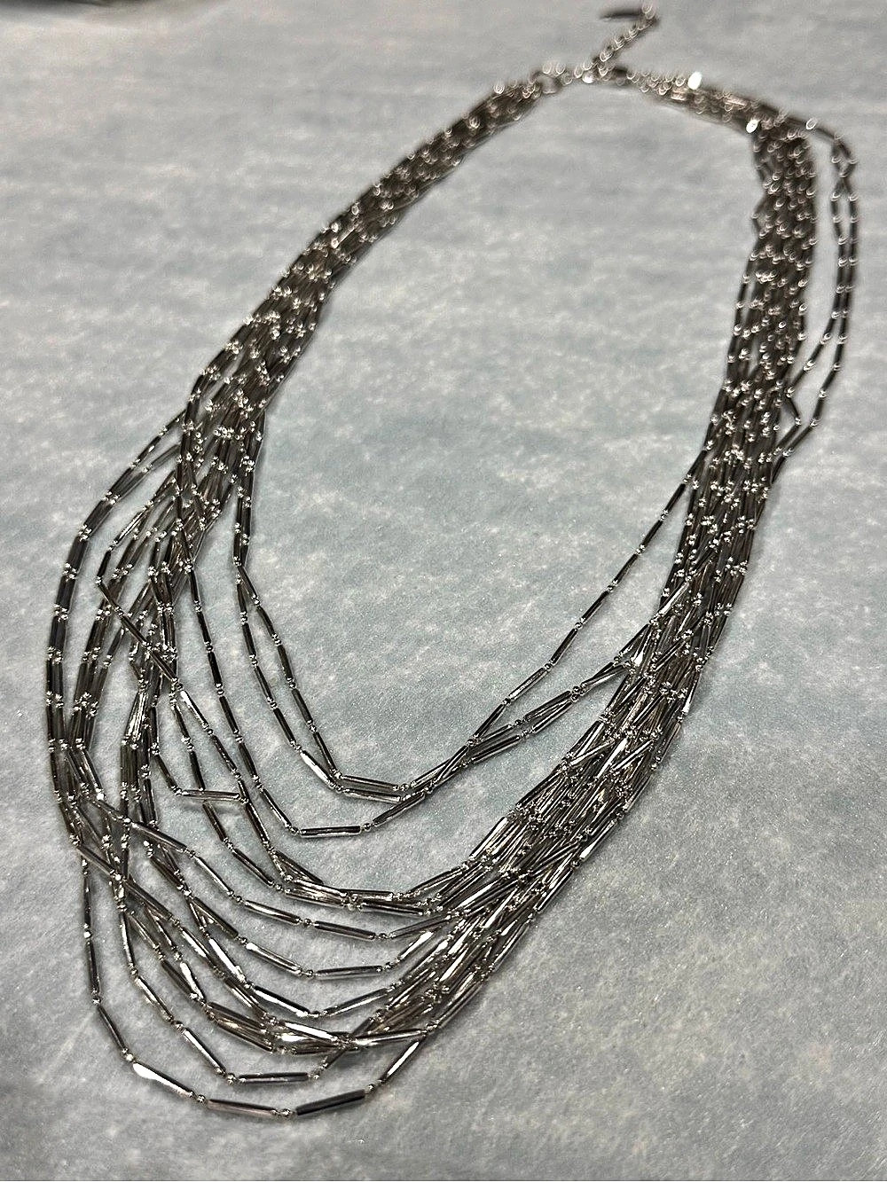 Coldwater Creek Multi-Strand Silver Tone Beaded Necklace
